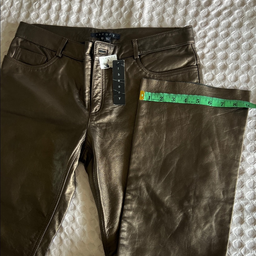 Theory Women9s Skinny Jeans in Metallic Olive Brown